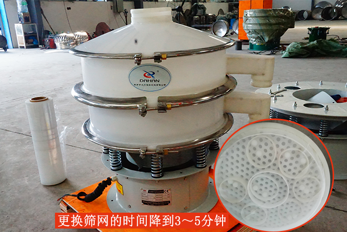 塑料振動(dòng)篩篩網(wǎng)更換只需：3-5分鐘。
